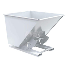 Stationary Tilt Hopper: 6,000 lb Capacity, 57″ Wide, 69″ Long, 51″ High White, Powder Coated Steel, Hand Control