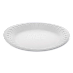 Plate & Tray: 7″ Dia, Foam, White, Solid