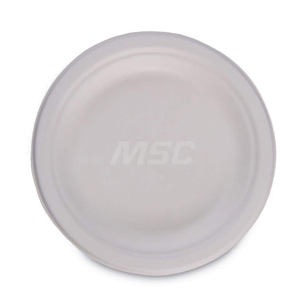 Plate & Tray: 6″ Dia, Bagasse, White, Solid