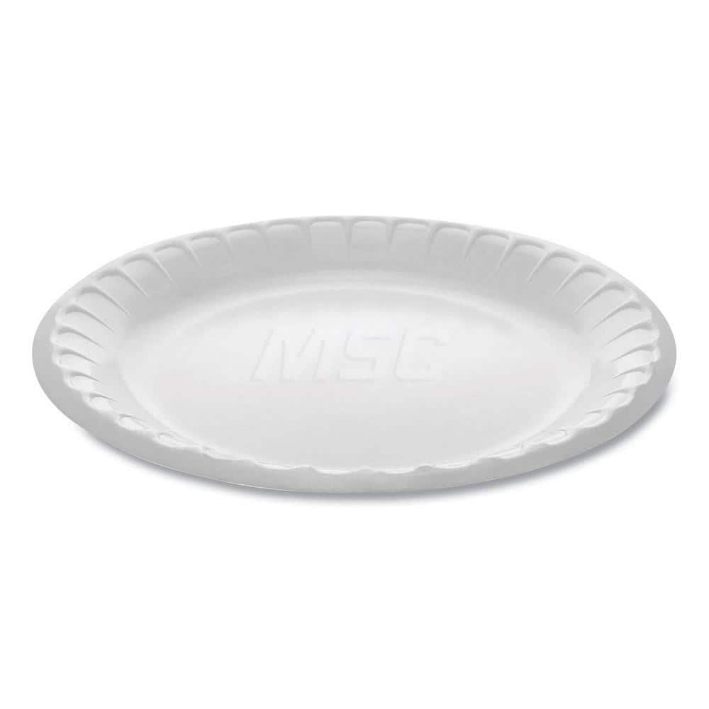 Plate & Tray: 8.88″ Dia, Foam, White, Solid