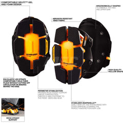 Size Universal, Hook & Loop, Hard Protective Cap, Knee Pad Gel Padding, black, Elastic Strap, Plastic Cover