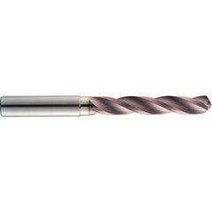 25/64″ Dia. × 10 mm Shank × 61 mm Flute Length × 103 mm OAL, 5xD, 145°, TM, 3 Flute, Coolant Thru, Round Solid Carbide Drill - Exact Industrial Supply