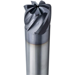 Corner Radius End Mill Head: 1/2″ Dia, 3/8″ LOC, 7 Flutes Solid Carbide, AlTiN Coated, Series 2053