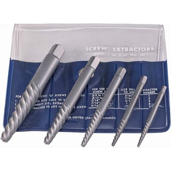 Cle-Line - Bolt Extractor Sets Tool Type: Screw Extractor Number of Pieces: 5.000 - Benchmark Tooling