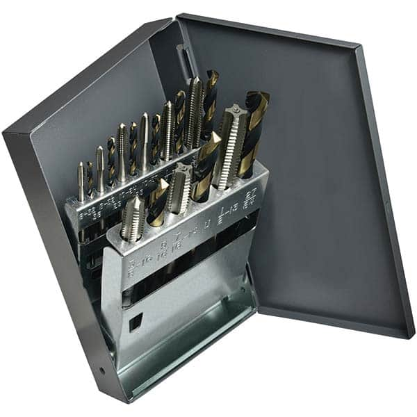 Cle-Line - Tap & Drill Sets Minimum Tap Thread Size (Inch): #6-32 Maximum Tap Thread Size (Inch): 1/2-13 - Benchmark Tooling