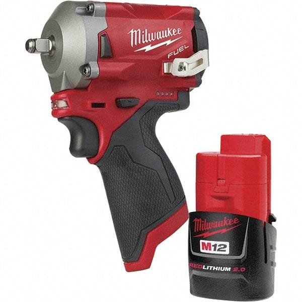 Milwaukee Tool - Cordless Impact Wrenches & Ratchets Voltage: 12.0 Drive Size (Inch): 3/8 - Benchmark Tooling