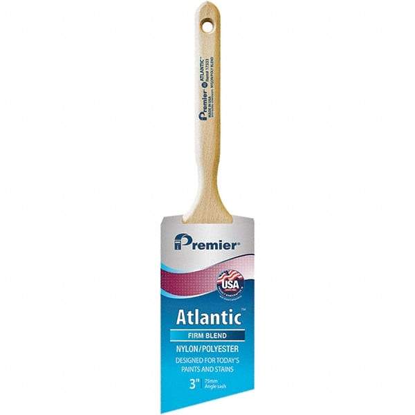 Premier Paint Roller - 3" Tapered Nylon/Polyester Angular Brush - 3-3/16" Bristle Length, 7-1/2" Wood Sash Handle - Benchmark Tooling