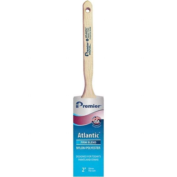 Premier Paint Roller - 2" Tapered Nylon/Polyester Sash Brush - 2-11/16" Bristle Length, 7" Wood Sash Handle - Benchmark Tooling