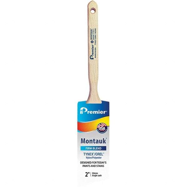 Premier Paint Roller - 2" Tapered Nylon/Polyester Angular Brush - 2-11/16" Bristle Length, 7" Wood Sash Handle - Benchmark Tooling