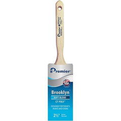 Premier Paint Roller - 2-1/2" Tapered Polyester Sash Brush - 2-15/16" Bristle Length, 7-1/2" Wood Sash Handle - Benchmark Tooling