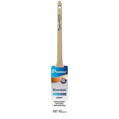 Premier Paint Roller - 1-1/2" Tapered Nylon Trim Brush - 2-3/16" Bristle Length, 7" Wood Sash Handle - Benchmark Tooling