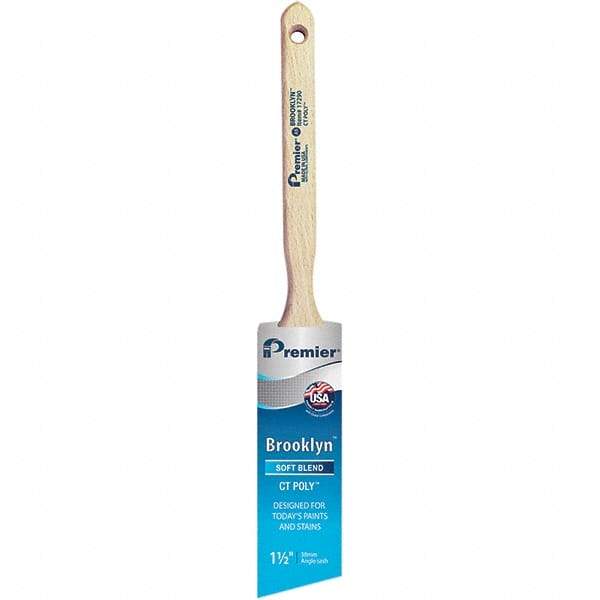 Premier Paint Roller - 1-1/2" Tapered Polyester Angular Brush - 2-3/16" Bristle Length, 7" Wood Sash Handle - Benchmark Tooling