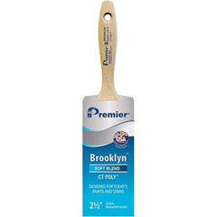 Premier Paint Roller - 2-1/2" Tapered Polyester Varnish Brush - 2-15/16" Bristle Length, 5-1/2" Wood Beavertail Handle - Benchmark Tooling