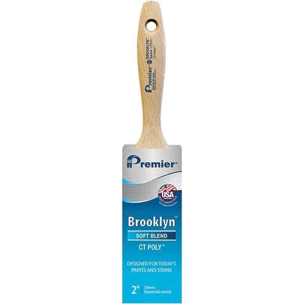 Premier Paint Roller - 2" Tapered Polyester Varnish Brush - 2-11/16" Bristle Length, 5-1/4" Wood Beavertail Handle - Benchmark Tooling