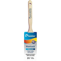 Premier Paint Roller - 2-1/2" Tapered Nylon/Polyester Sash Brush - 2-15/16" Bristle Length, 7-1/2" Wood Sash Handle - Benchmark Tooling