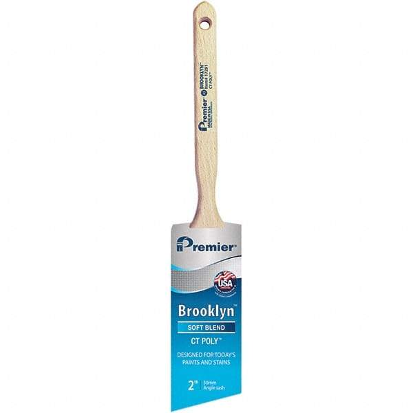 Premier Paint Roller - 2" Tapered Polyester Angular Brush - 2-11/16" Bristle Length, 7" Wood Sash Handle - Benchmark Tooling