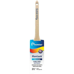 Premier Paint Roller - 2-1/2" Tapered Nylon/Polyester Trim Brush - 2-11/16" Bristle Length, 8" Wood Sash Handle - Benchmark Tooling