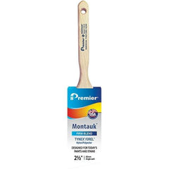 Premier Paint Roller - 2-1/2" Tapered Nylon/Polyester Angular Brush - 2-15/16" Bristle Length, 7-1/2" Wood Sash Handle - Benchmark Tooling