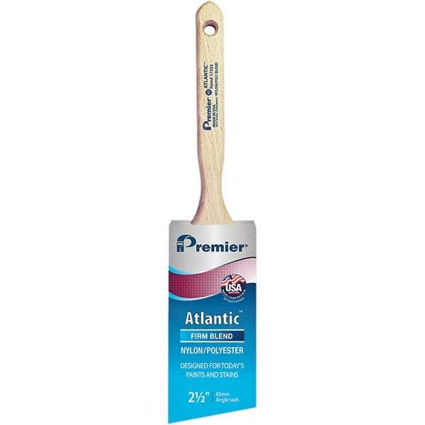 Premier Paint Roller - 2-1/2" Tapered Nylon/Polyester Angular Brush - 2-15/16" Bristle Length, 7-1/2" Wood Sash Handle - Benchmark Tooling