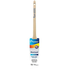 Premier Paint Roller - 1-1/2" Tapered Nylon/Polyester Trim Brush - 2-3/16" Bristle Length, 7" Wood Sash Handle - Benchmark Tooling