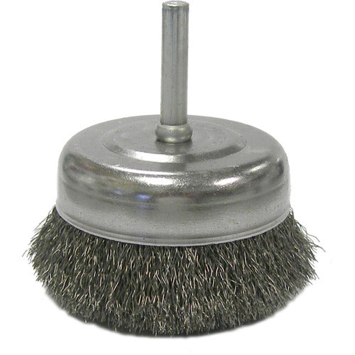 2-1/2″ Crimped Wire Utility Cup Brush, .008″ Steel Fill, 1/4″ Stem - Benchmark Tooling