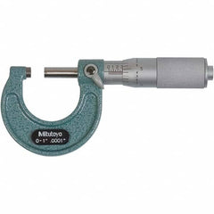 Mitutoyo - Mechanical Outside Micrometers Minimum Measurement (Decimal Inch): 0.0000 Maximum Measurement (Decimal Inch): 1.0000 - Benchmark Tooling