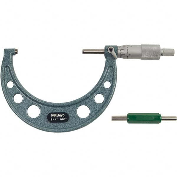 Mitutoyo - Mechanical Outside Micrometers Minimum Measurement (Decimal Inch): 3.0000 Maximum Measurement (Decimal Inch): 4.0000 - Benchmark Tooling