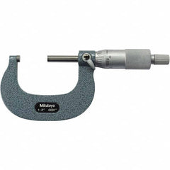 Mitutoyo - Mechanical Outside Micrometers Minimum Measurement (Decimal Inch): 1.0000 Maximum Measurement (Decimal Inch): 2.0000 - Benchmark Tooling