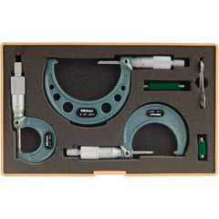 Mitutoyo - Mechanical Outside Micrometer Sets Minimum Measurement (Inch): 0 Maximum Measurement (Inch): 3 - Benchmark Tooling