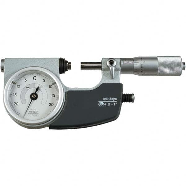 Mitutoyo - Mechanical Indicating Micrometers Minimum Measurement (Decimal Inch): 0 Maximum Measurement (Decimal Inch): 1 - Benchmark Tooling