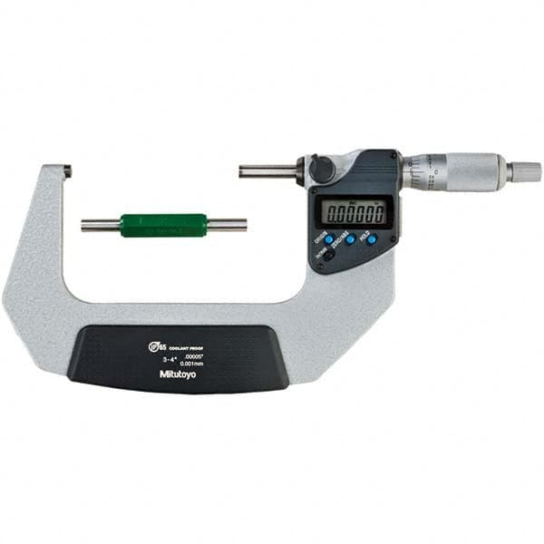 Mitutoyo - Electronic Outside Micrometers Type: Coolant-proof Minimum Measurement (Decimal Inch): 3.0000 - Benchmark Tooling