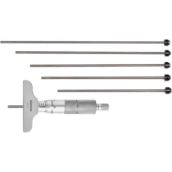 Mitutoyo - Mechanical Depth Micrometers Minimum Measurement (Decimal Inch): 0 Maximum Measurement (Decimal Inch): 6.00 - Benchmark Tooling