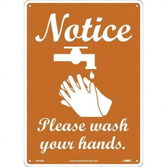 NMC - "Notice - Please Wash Your Hands", 10" Wide x 14" High, Rigid Plastic Safety Sign - Benchmark Tooling