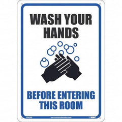 NMC - "Wash Your Hands Before Entering This Room", 10" Wide x 14" High, Rigid Plastic Safety Sign - Benchmark Tooling