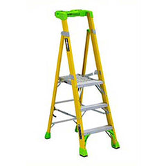 Louisville - Rolling & Wall Mounted Ladders & Platforms; Type: Aluminum ; Style: Combo Straight & Platform Ladder ; Number of Steps / Rungs: 3 ; Height (Inch): 36 ; Load Capacity (Lb.): 375.000 ; Base Width (Inch): 24 - Exact Industrial Supply