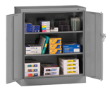 36"W x 18"D x 42"H Counter High Knocked-Down Storage Cabinet, 2 Adj. shelves, w/Raised Bottom - Benchmark Tooling