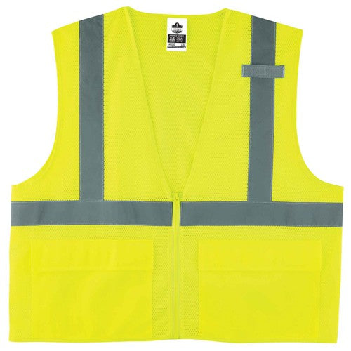 8220Z Standard Vest Lime 2X3X Zipper Glowear - Benchmark Tooling