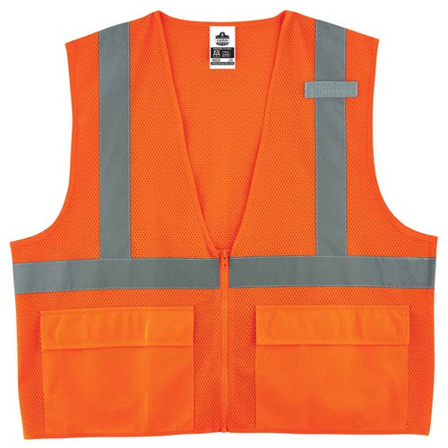 8220Z Standard Vest Orange L/ XL Zipper Glowear - Benchmark Tooling