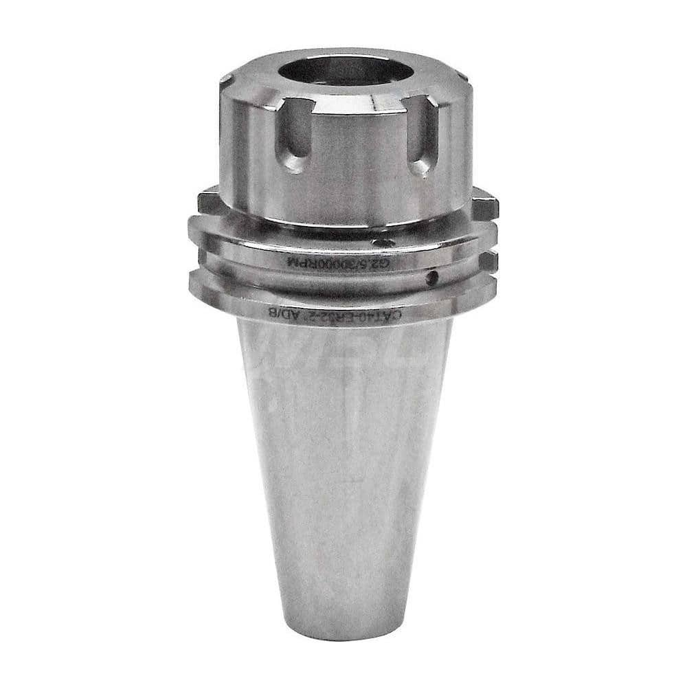 Collet Chuck: ER Collet, CAT Taper Shank 2″ Projection, 0.0001″ TIR, Balanced to 30,000 RPM, Through Coolant