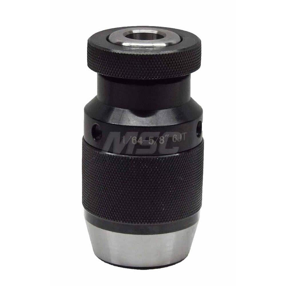 Drill Chuck: 1/64 to 5/8″ Capacity, Jacob Taper Mount, JT6 Keyless