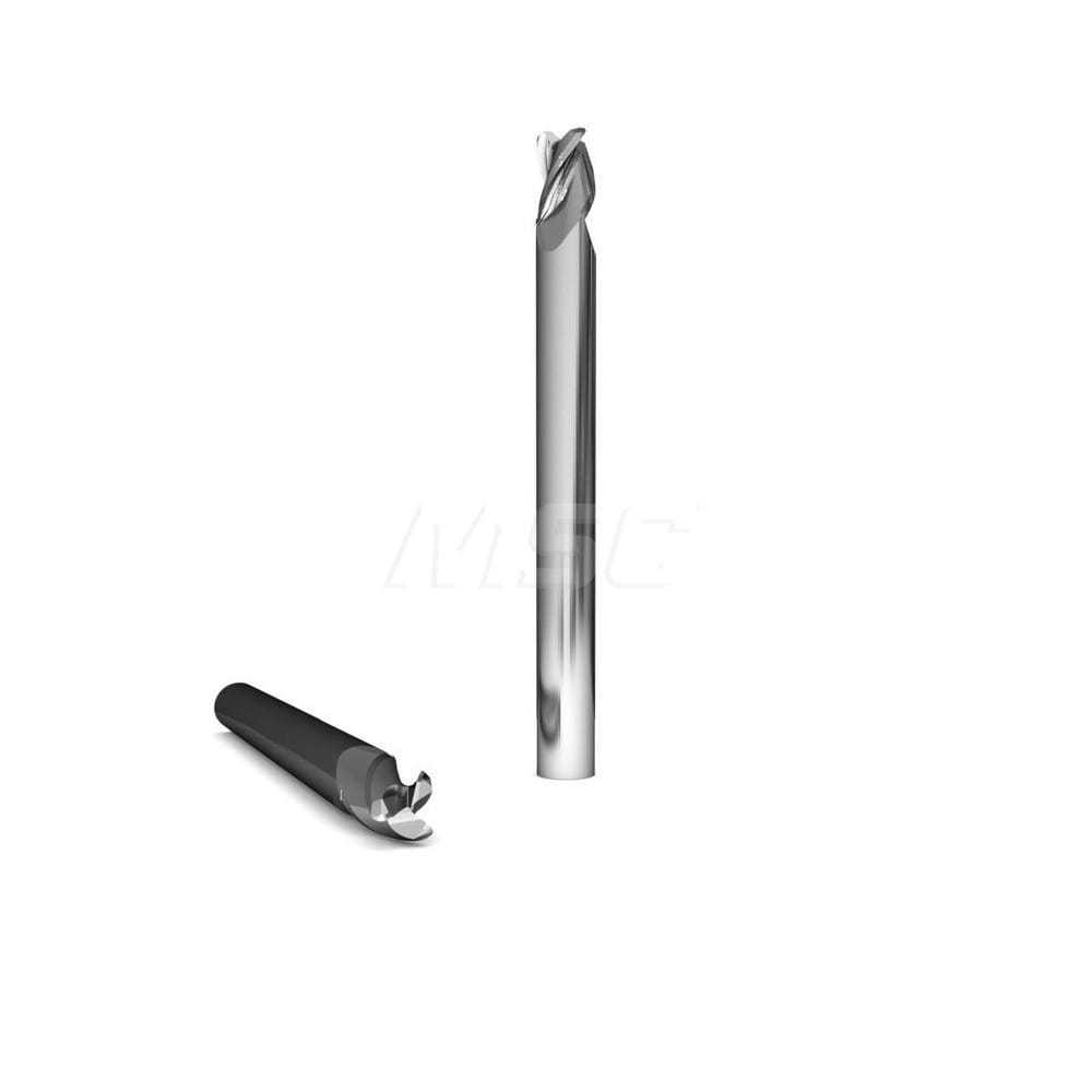 Square End Mill: 1/4'' Dia, 1/2'' LOC, 1/4'' Shank Dia, 2-1/2'' OAL, 3 Flutes, Solid Carbide Single End, ZrN Finish, Upcut Flute, 37 ° Helix, Centercutting, RH Cut, RH Flute, Series 2030