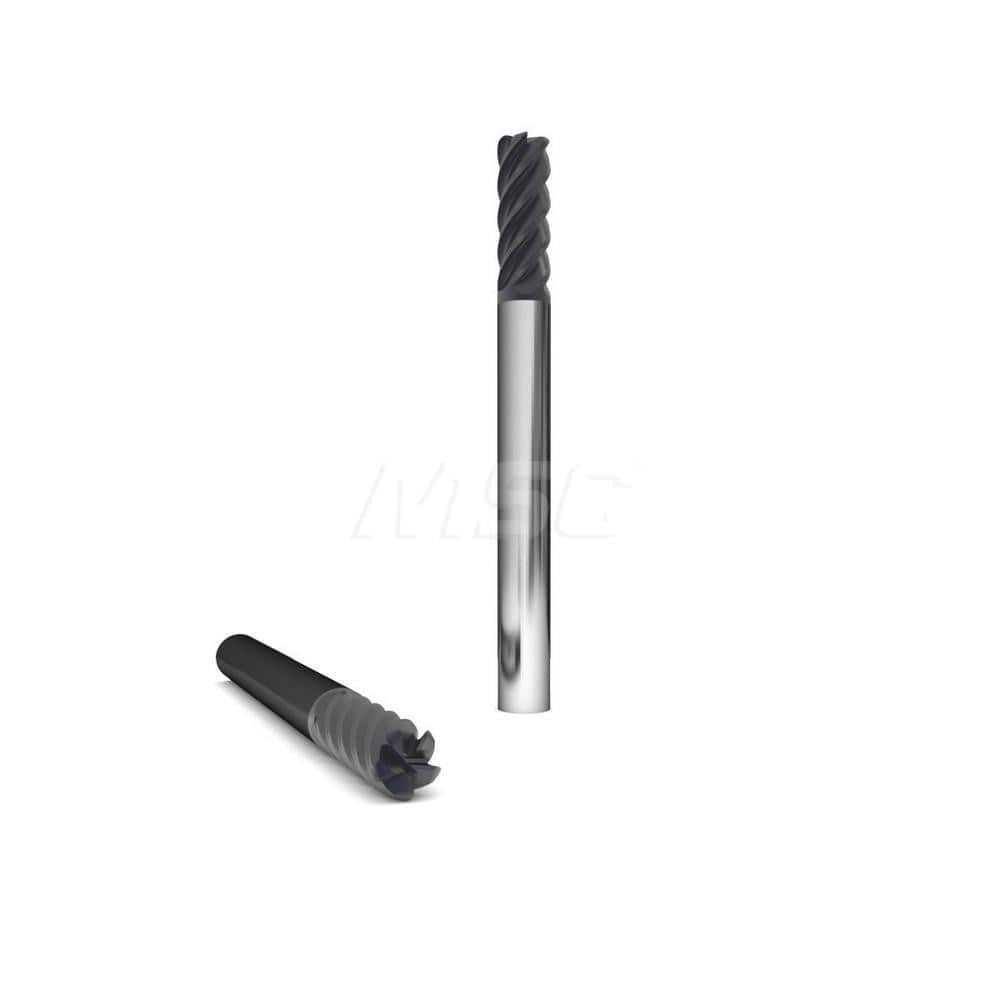 Square End Mill: 1/2'' Dia, 1-1/4'' LOC, 1/2'' Shank Dia, 3'' OAL, 5 Flutes, Solid Carbide Single End, TiCN Finish, Upcut Flute, 45 ° Helix, Centercutting, RH Cut, RH Flute, Series 220