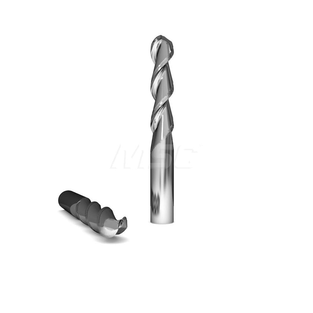 Ball End Mill: 1″ Dia, 2 Flute, Solid Carbide 5″ OAL, 1″ Shank Dia, 45 ° Helix, Uncoated, Single End, Series 2015