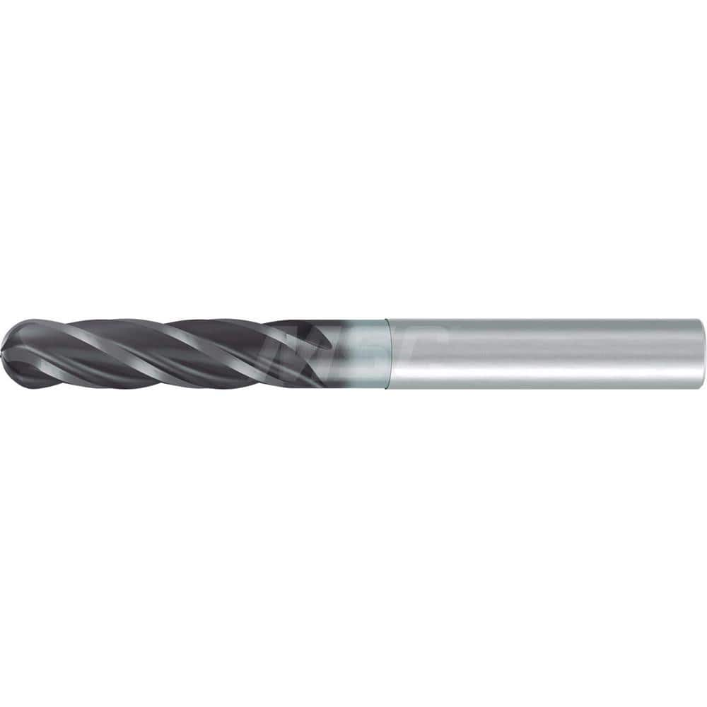 1″ Diam 4-Flute 35/38° Solid Carbide Ball End Roughing & Finishing End Mill AlCr Finish, 2″ LOC, 5″ OAL, 1″ Shank Diam, Centercutting, Standard Length