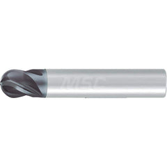 Ball End Mill: 1″ Dia, 1″ LOC, 4 Flute, Solid Carbide 3″ OAL, 1″ Shank Dia, 35 & 38 ° Helix, AlCr Coated, Single End, Series 2919L