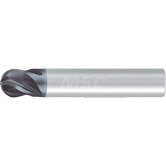 Ball End Mill: 0.375″ Dia, 4 Flute, Solid Carbide 2″ OAL, 3/8″ Shank Dia, 35 & 38 ° Helix, AlCr Coated, Single End, Series 2919L