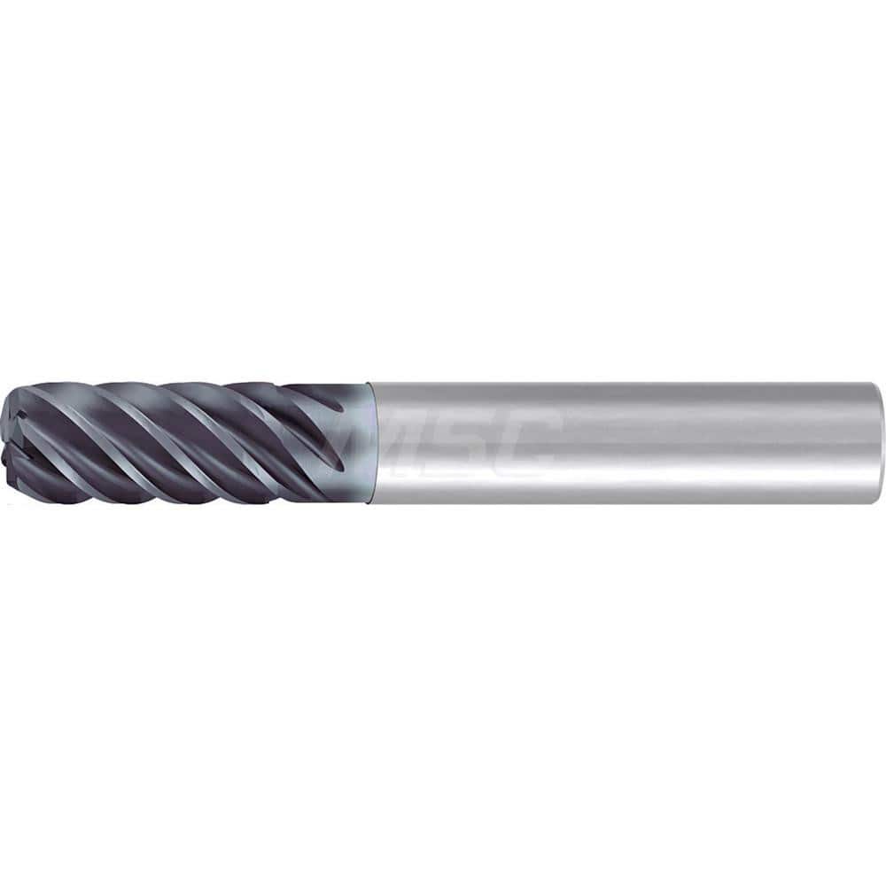 1/4″ Diam 6-Flute 35/38° Solid Carbide Corner Radius Roughing & Finishing End Mill AlCr Finish, 3/4″ LOC, 2-1/2″ OAL, 1/4″ Shank Diam, Centercutting, Standard Length
