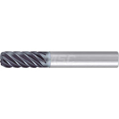 1/4″ Diam 6-Flute 35/38° Solid Carbide 0.06″ Corner Radius Roughing & Finishing End Mill AlCr Finish, 3/4″ LOC, 2-1/2″ OAL, 1/4″ Shank Diam, Centercutting, Standard Length