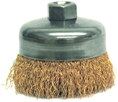 4" Crimped Wire Cup Brush - .020 Bronze; 5/8-11 A.H. - Non-Sparking Wire Wheel - Benchmark Tooling