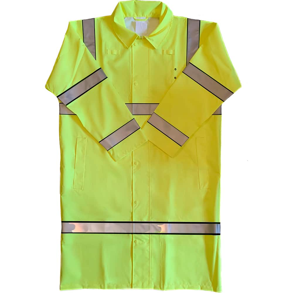 Louisiana Professional Wear - Rain & Chemical Wear; Garment Style: Coat ; Garment Type: Breathable; Hi-Visibility; Waterproof; Rain ; Material: Polyester/Polyurethane ; Size: 3X-Large ; Color: Fluorescent Yellow ; Certification Type: ANSI/ISEA 107-2015 T - Exact Industrial Supply